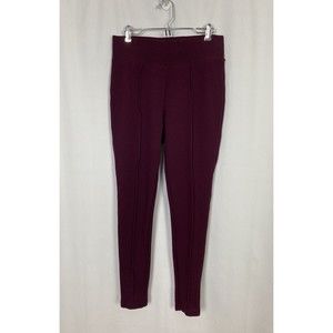 Seven7 Women Sz Small Burgundy Seamed Skinny Pull On Stretch Ponte Leggings EUC